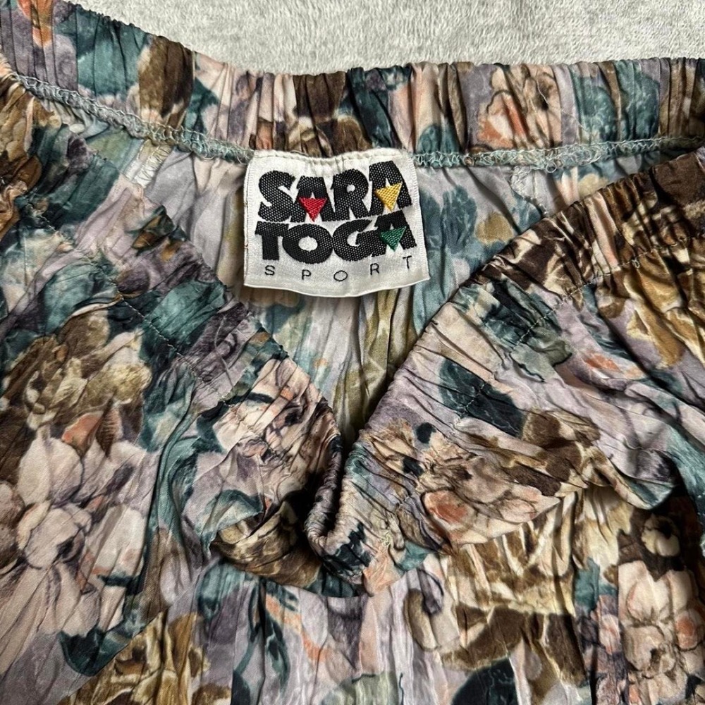 Vintage Sara Toga Sport 80s Floral Rayon Maxi Skirt Pastel Rose Boho Medium - Picture 6 of 8